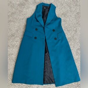 Zara Blue Double-Breasted Sleeveless Vest